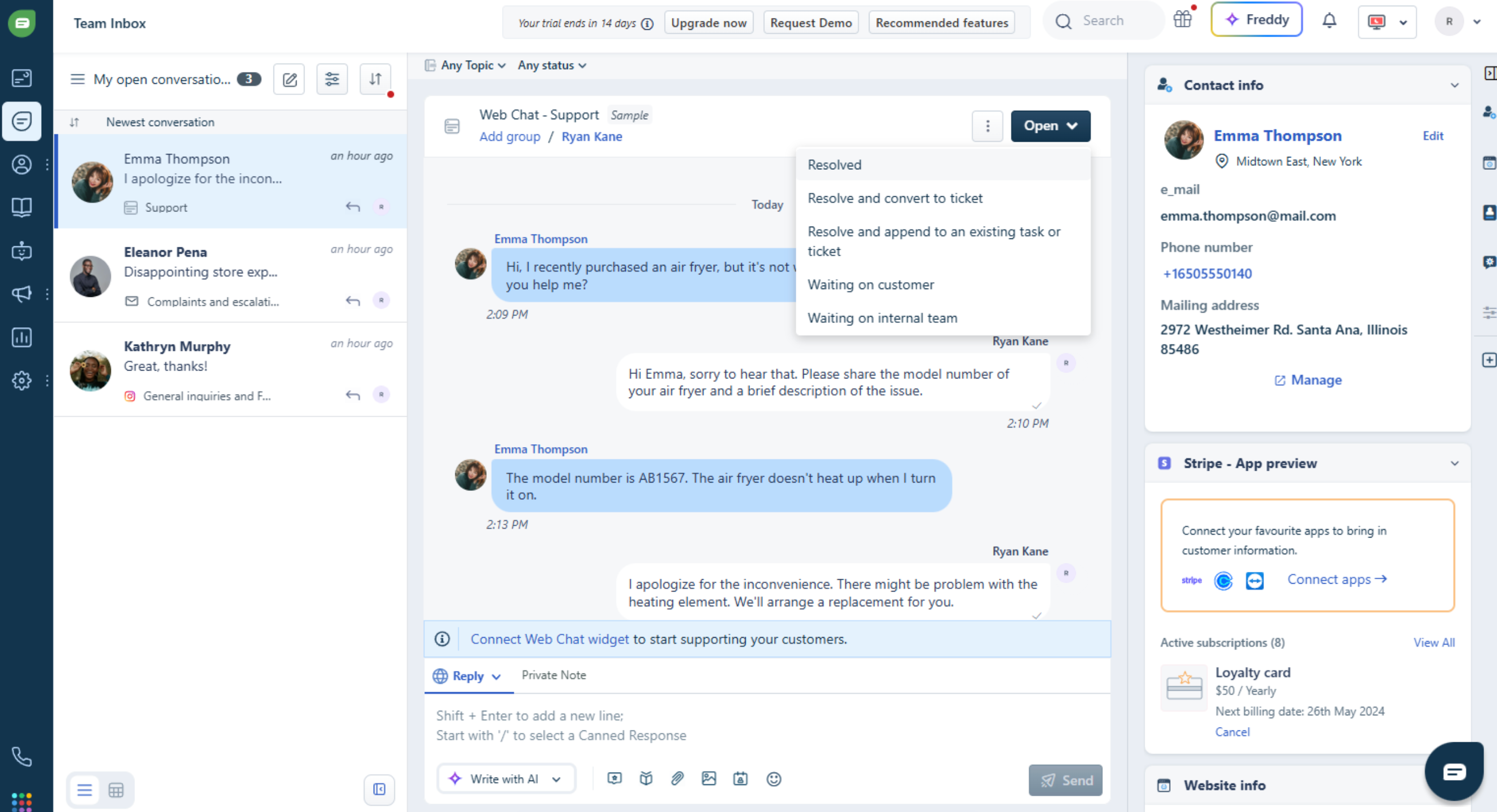 Freshdesk offers a suite of connected customer support modules