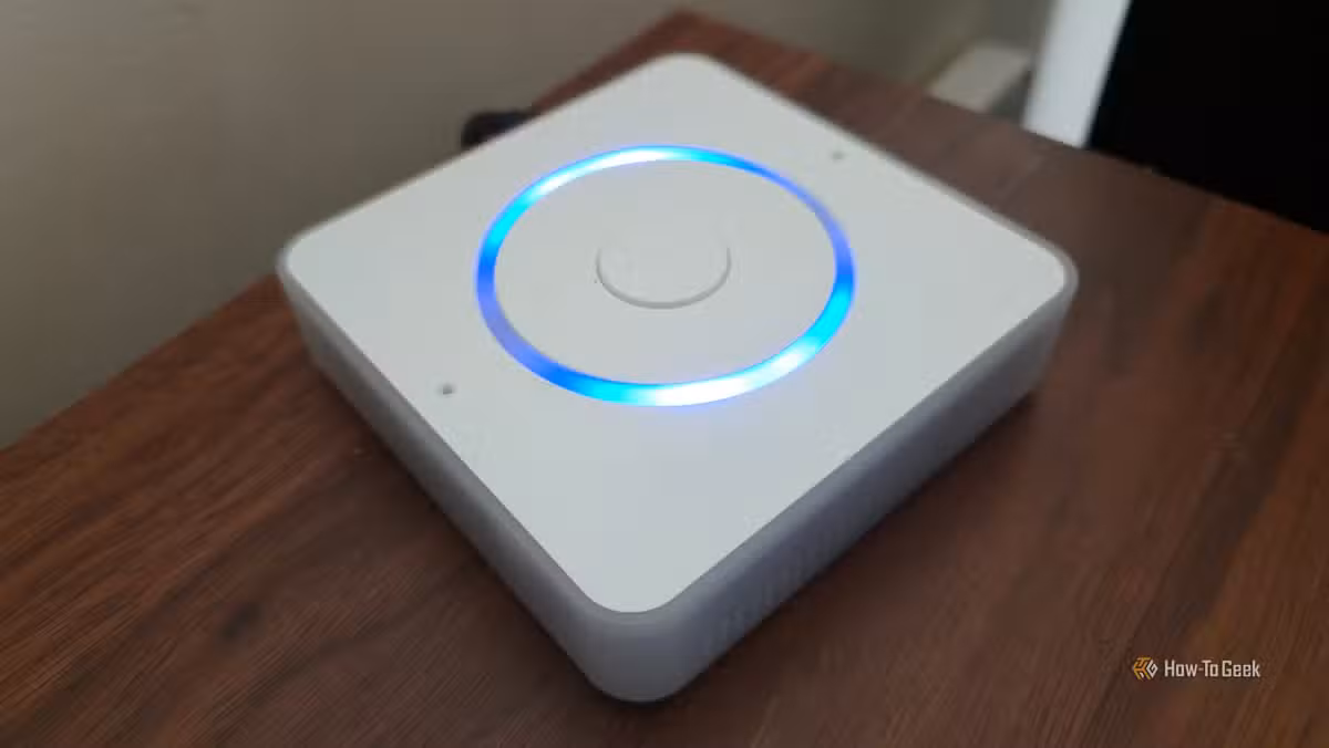 Home Assistant Voice Preview Edition with ambient lights activated