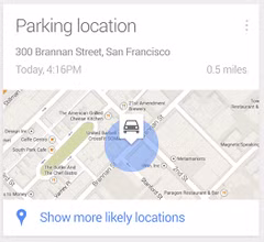 Google Now's parking detection card from 2014