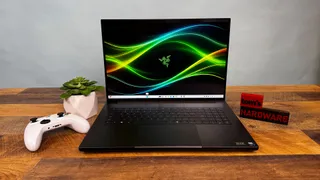 The Razer Blade 18's aluminum chassis maintains the brand's signature minimal aesthetic