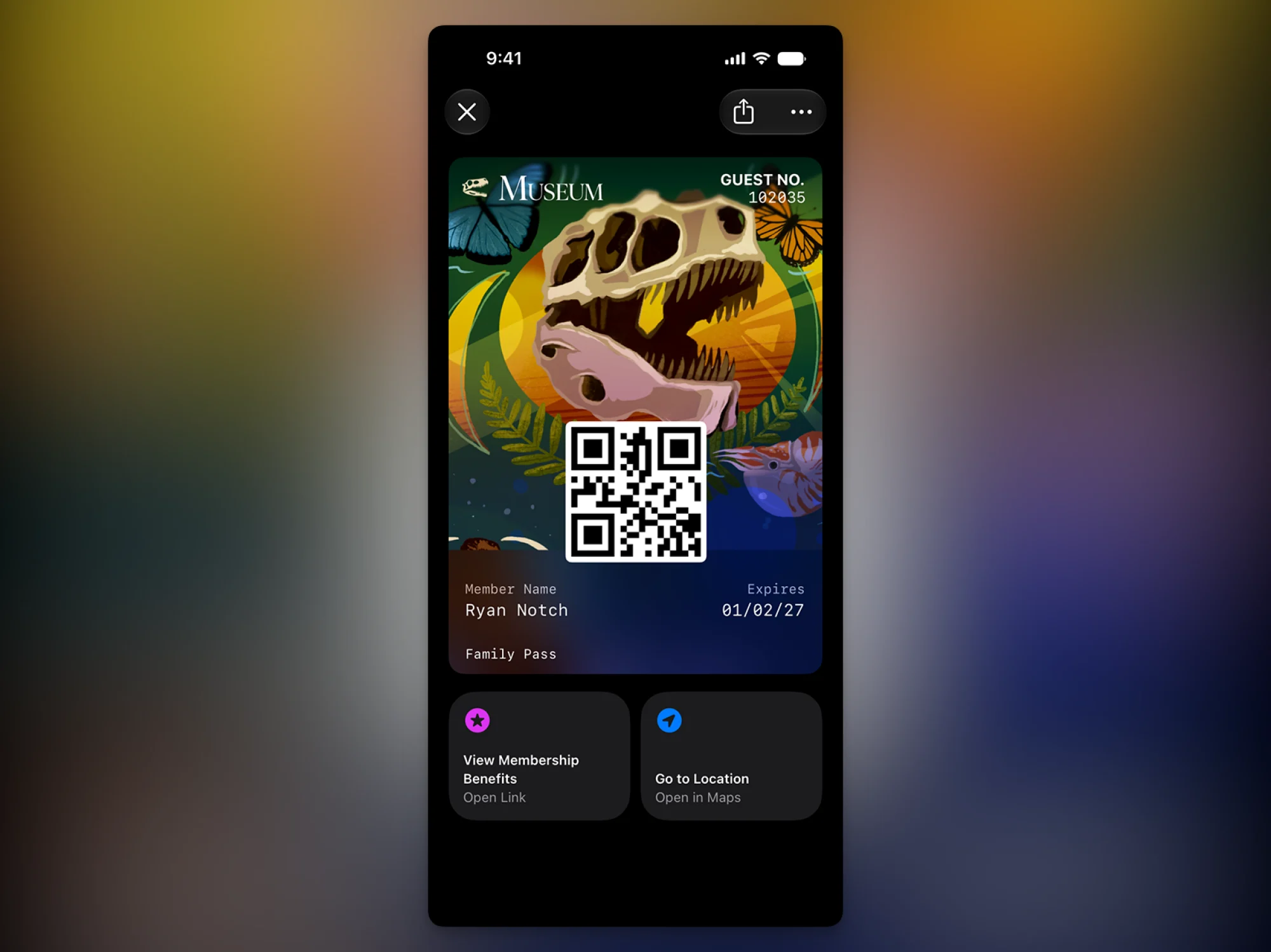 QR code for membership pass.