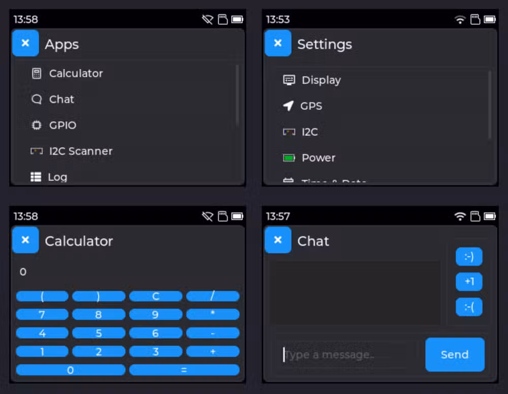Tactility's interface running on an ESP32 device