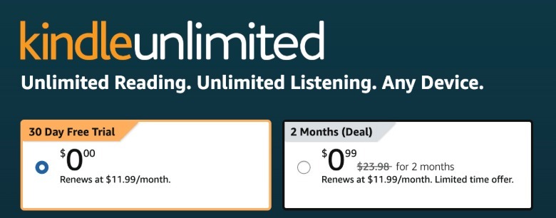 Amazon Kindle unlimited deal