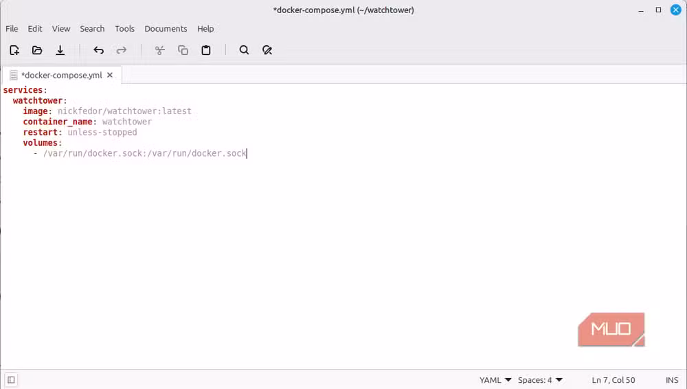 A Watchtower docker-compose.yml configuration file