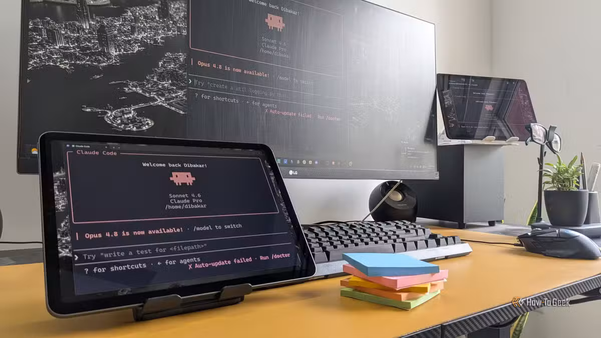 Claude Code running on a desktop setup, the foundation for the AI-driven PM approach