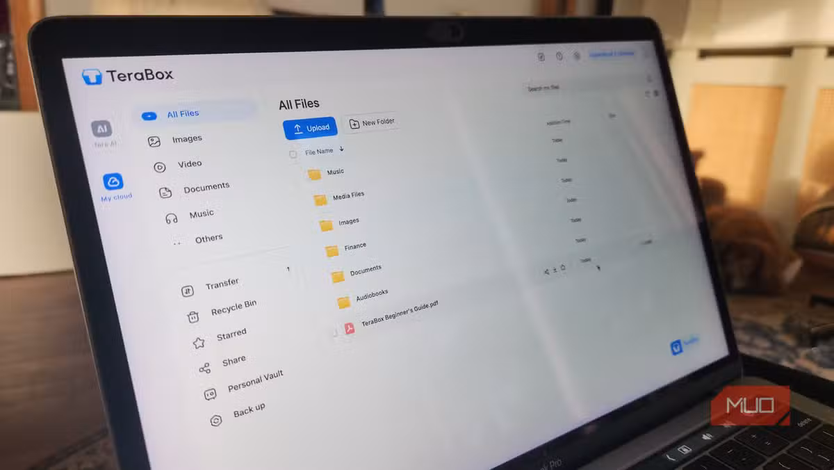 TeraBox running on a MacBook Pro