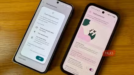 Theft protection screens on two Android phones