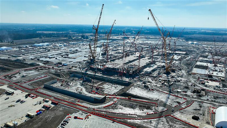 Intel Ohio One construction progress, February 2025.